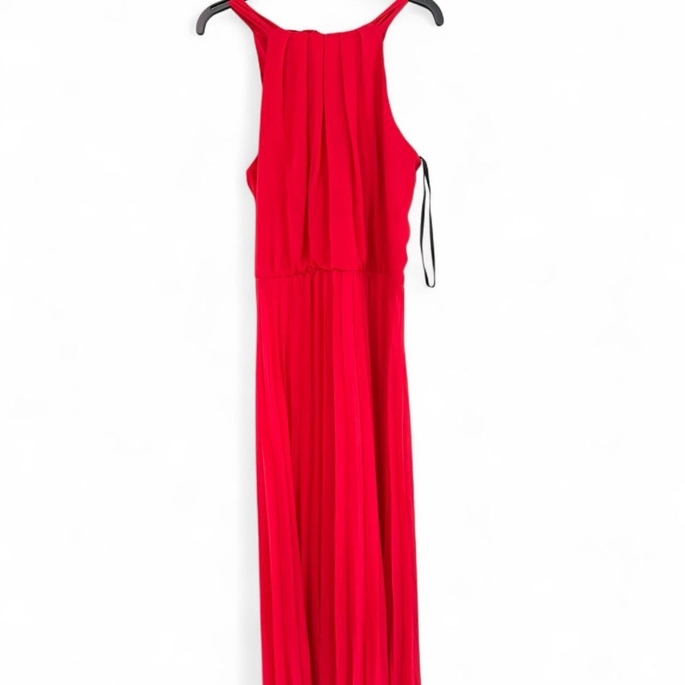 Elegant Red Halter Sleeveless Dress